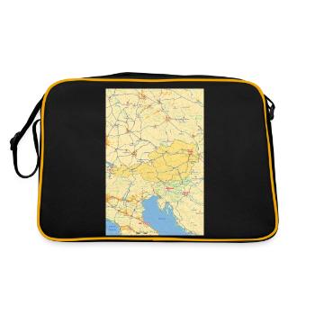 Austria map with cities, roads, rivers, lakes - Retro Bag - black/gold - Back