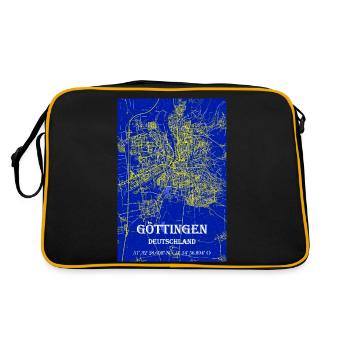 Nachtblaue ästhetische Göttingen Stadtkarte - Retro Tasche - Schwarz/Gold - Hinten