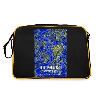 Nachtblaue schöne ästhetische Duisburg Stadtkarte - Retro Tasche - Schwarz/Gold - Hinten