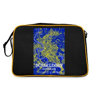 Nachtblaue moderne ästhetische Düsseldorf Karte - Retro Tasche - Schwarz/Gold - Hinten