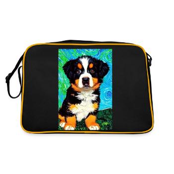 Bouvier Bernois Van Gogh Style | Amoureux des chiens - Sac Retro - noir/or - Dos