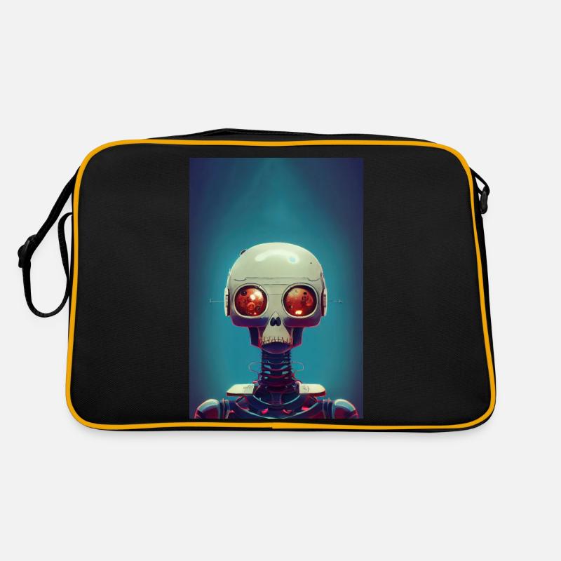 Roboter 02 - Retro Tasche - Schwarz/Gold