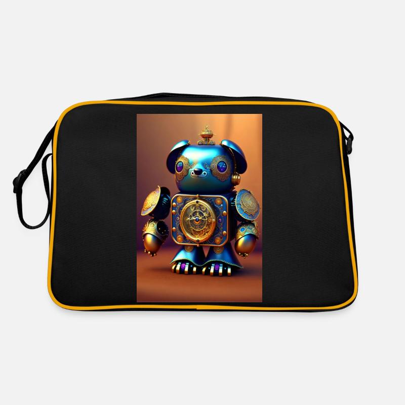 Mouvement mignon Bébé Ours Android - Sac Retro - noir/or