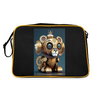 Cute Clockwork Baby Lion Android - Retro Bag - black/gold - Back