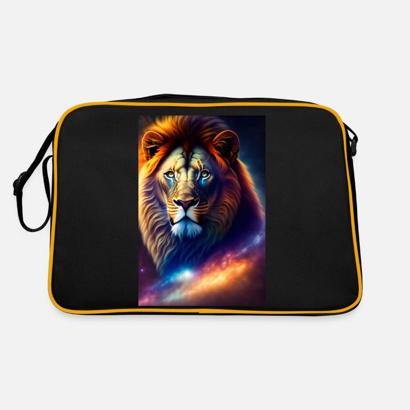 Löwe in Licht - Retro Tasche - Schwarz/Gold