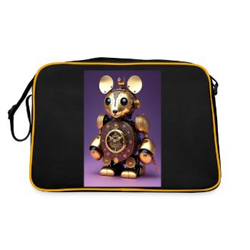 Cute Clockwork Baby Kangaroo Android - Retro Bag - black/gold - Back