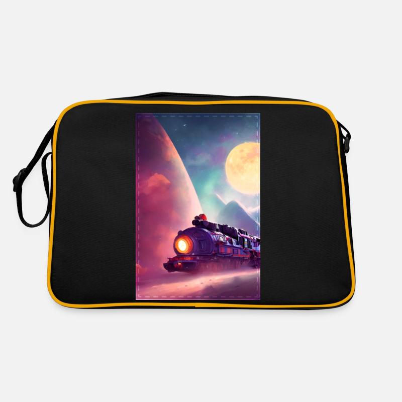 Cool Space Train travelling through the Universe Retro Bag