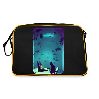 Unverzichtbarer fleißiger Büroarbeiter unter Wasser - Retro Tasche - Schwarz/Gold - Hinten