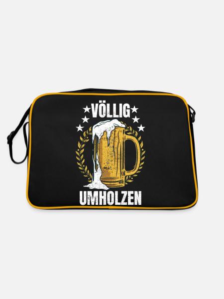 sich völlig umholzen Geschenk - Retro Tasche - Schwarz/Gold - Hinten