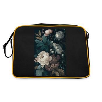 Blumen Gemälde 1 - Retro Tasche - Schwarz/Gold - Hinten