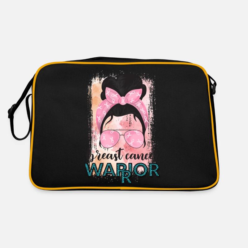 Brustkrebs-Kriegerin - Retro Tasche - Schwarz/Gold