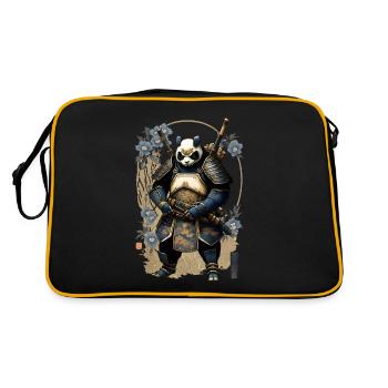 Panda en armure de samouraï dans le style ukiyo-e - Sac Retro - noir/or - Dos
