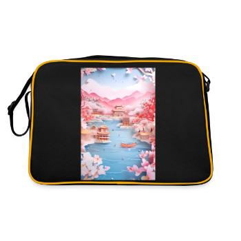 Cadeau de la nature du paysage lacustre du Japon - Sac Retro - noir/or - Dos