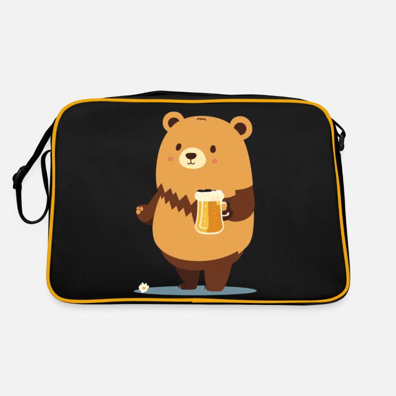Süßer Teddy Bär mit Bier Retro Tasche