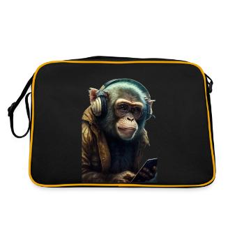 Affe - Retro Tasche - Schwarz/Gold - Hinten
