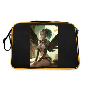 Divine Guardian - Gorgeous Anime Angel Girl Design - Retro Bag - black/gold - Back