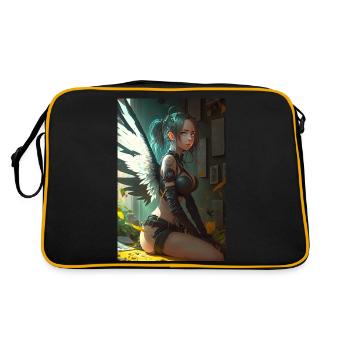 Divine Guardian - Gorgeous Anime Angel Girl Design - Retro Bag - black/gold - Back