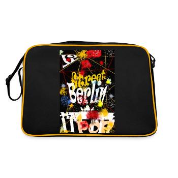 Berliner Street Pop Art - Retro Tasche - Schwarz/Gold - Hinten