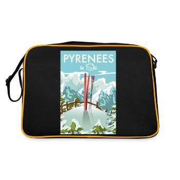 Pyrenäen zum Skifahren schöne Retro- oder Vintage-Karikatur - Retro Tasche - Schwarz/Gold - Hinten
