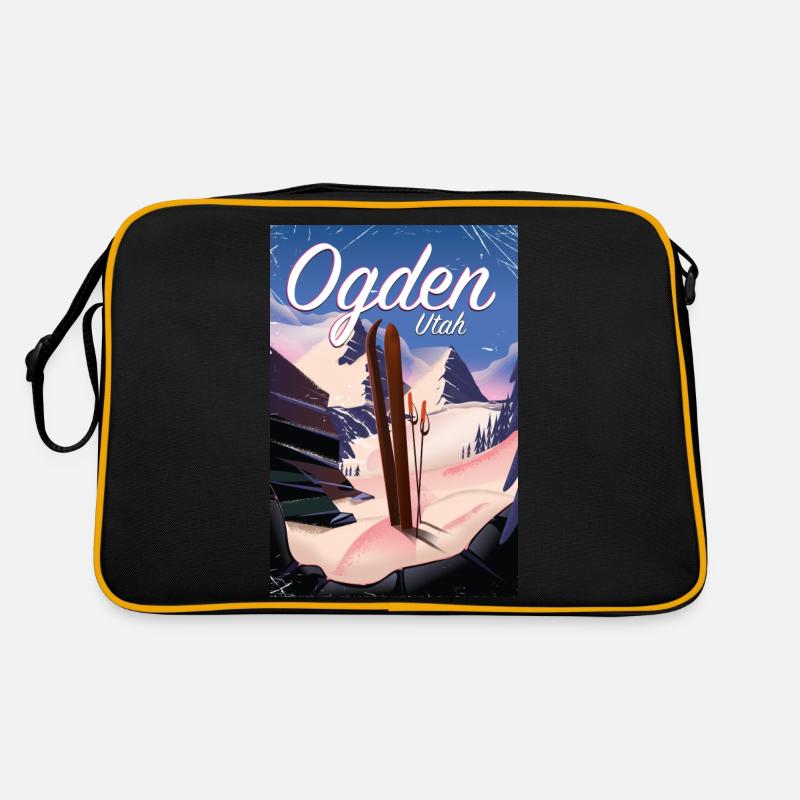 Ogden Utah Ski Poster - Retro Tasche - Schwarz/Gold