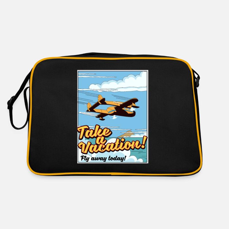Take a Vacation! Fly away today! - Retro Bag - black/gold