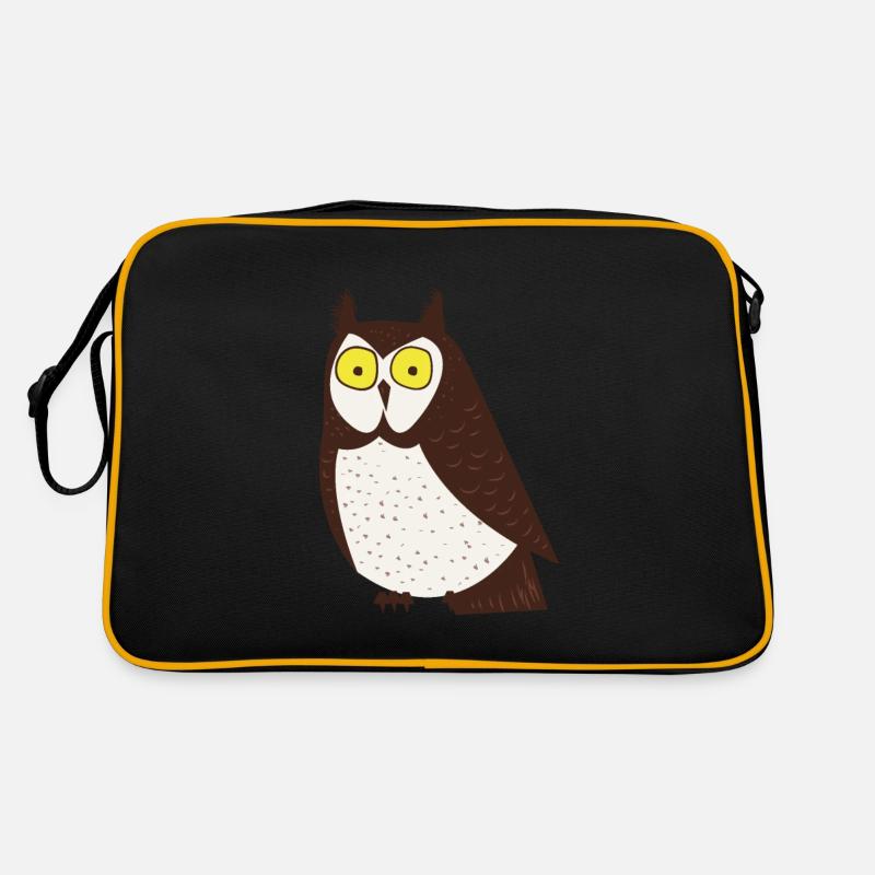Cartoon-Eule - Retro Tasche - Schwarz/Gold