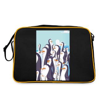 Manchots de dessins animés mignons - Sac Retro - noir/or - Dos