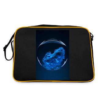 Wolken in einer Blase blau 1 - Retro Tasche - Schwarz/Gold - Hinten