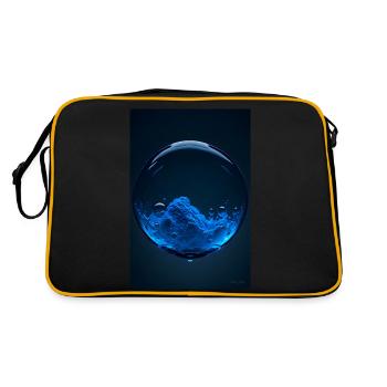 Wolken in einer Blase blau 2 - Retro Tasche - Schwarz/Gold - Hinten