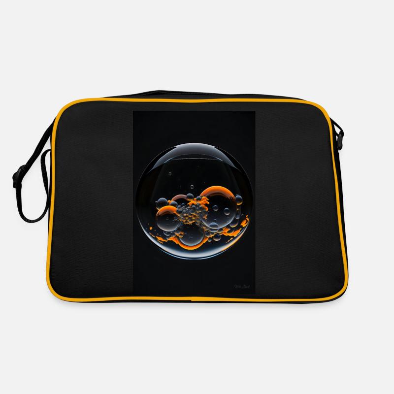 Clouds in a bubble orange 2 - Retro Bag - black/gold