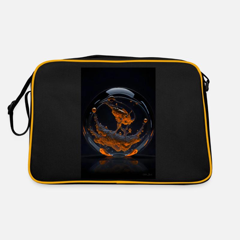 Nuages dans une bulle orange 3 Sac Retro