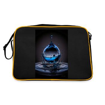 Tropfen blau 3 - Retro Tasche - Schwarz/Gold - Hinten