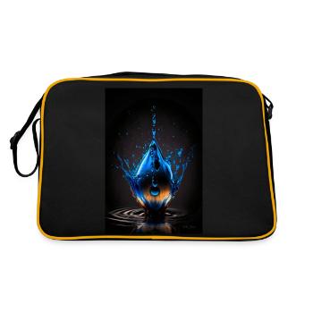 Tropfen blau 4 - Retro Tasche - Schwarz/Gold - Hinten