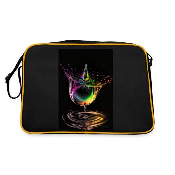 Tropfen neon 2 - Retro Tasche - Schwarz/Gold - Hinten