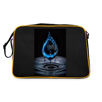Tropfen blau 2 - Retro Tasche - Schwarz/Gold - Hinten