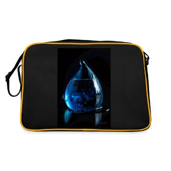 Tropfen blau 6 - Retro Tasche - Schwarz/Gold - Hinten
