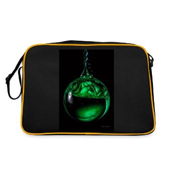 Tropfen grün 5 - Retro Tasche - Schwarz/Gold - Hinten