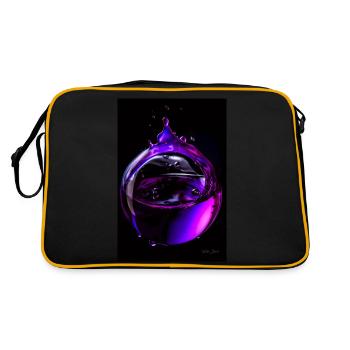 Tropfen lila 6 - Retro Tasche - Schwarz/Gold - Hinten