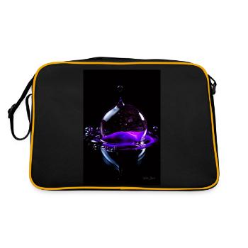 Tropfen lila 5 - Retro Tasche - Schwarz/Gold - Hinten