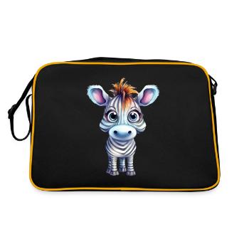 Zebra Watercolor Drawing - Retro Bag - black/gold - Back