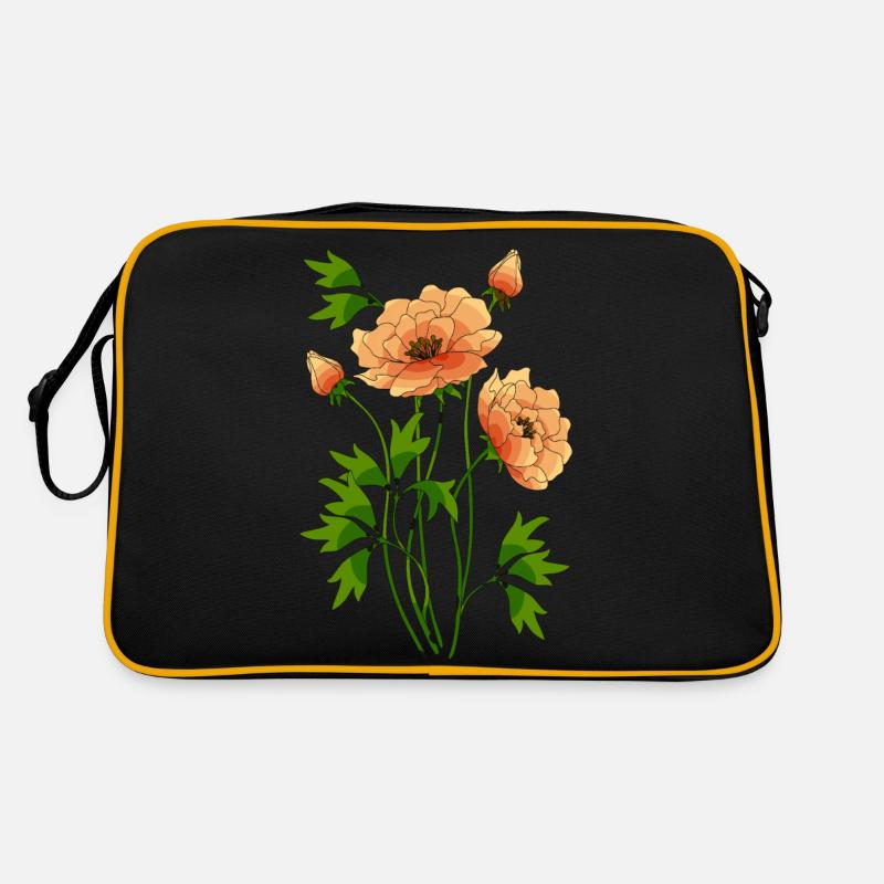Blumen - Retro Tasche - Schwarz/Gold