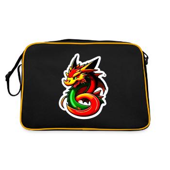 Drache - Retro Tasche - Schwarz/Gold - Hinten