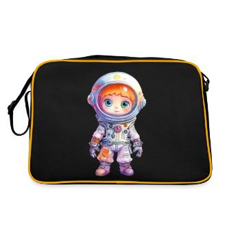 Astronaut Watercolor Drawing - Retro Bag - black/gold - Back