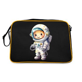 Astronaut Watercolor Drawing - Retro Bag - black/gold - Back
