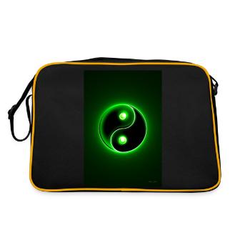Yin Yang grün 2 - Retro Tasche - Schwarz/Gold - Hinten