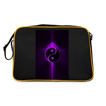 Yin Yang lila 1 - Retro Tasche - Schwarz/Gold - Hinten