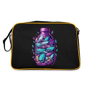 Fish Bottle Drawing - Retro Bag - black/gold - Back