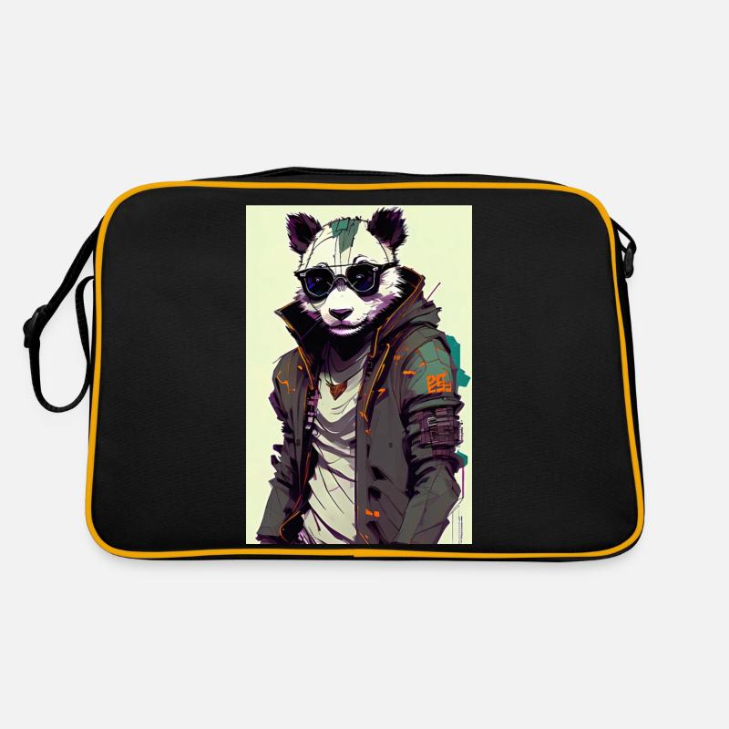 Inkpunk Panda mit Sonnenbrille 2 Retro Tasche
