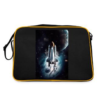 Kosmische Odyssee: Erforschung der Tiefen des Welt - Retro Tasche - Schwarz/Gold - Hinten