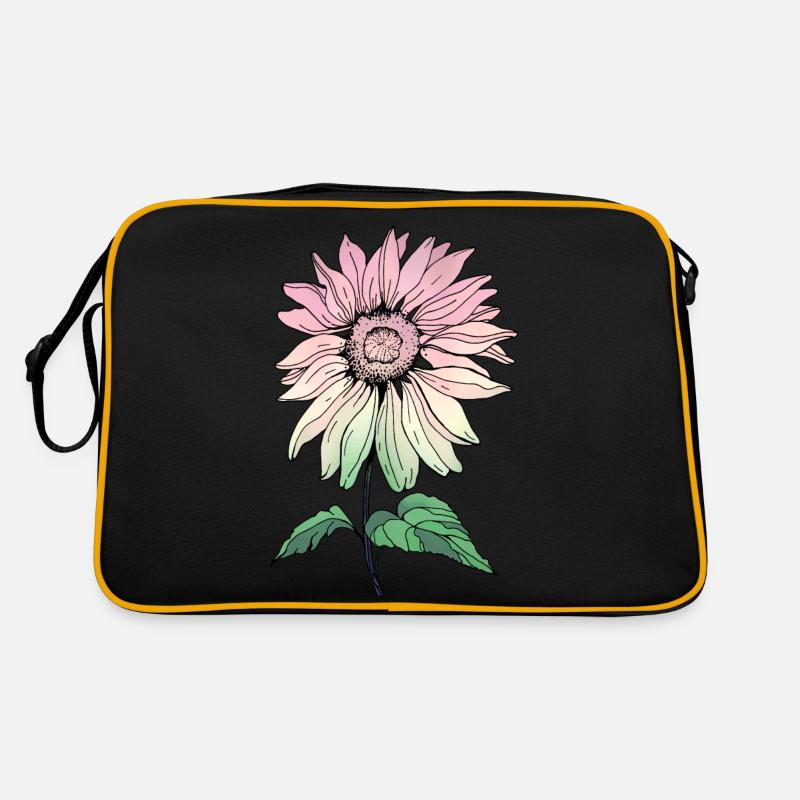 Blume - Retro Tasche - Schwarz/Gold